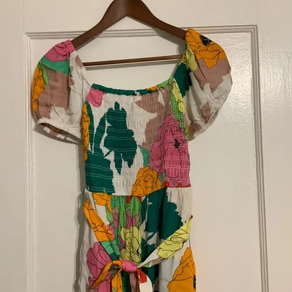 ✨ Anthropologie Puff-Sleeve Ruffle Romper Sz S - Picture 6 of 11